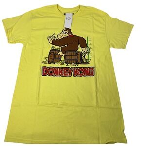 Nintendo Donkey Kong T-Shirt Yellow Graphic Print Adult Medium Gaming Tee